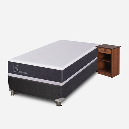 Box Spring 1 Plaza Ortopedic 5 Zonas + Velador Dubl&iacute;n Caramel