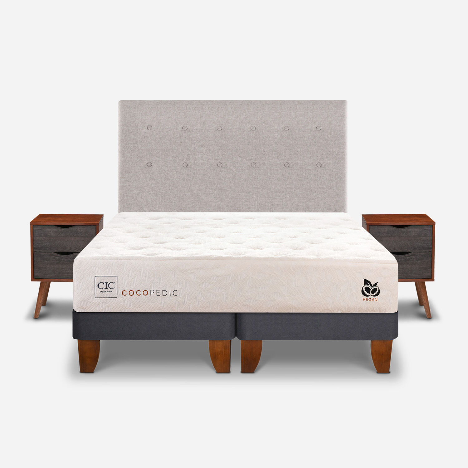 Cama Europea 2 Plazas Cocopedic + Set Tigris