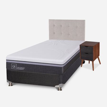 Box Spring 1,5 Plazas Ortopedic Advance 5 Zonas + Set Tigris