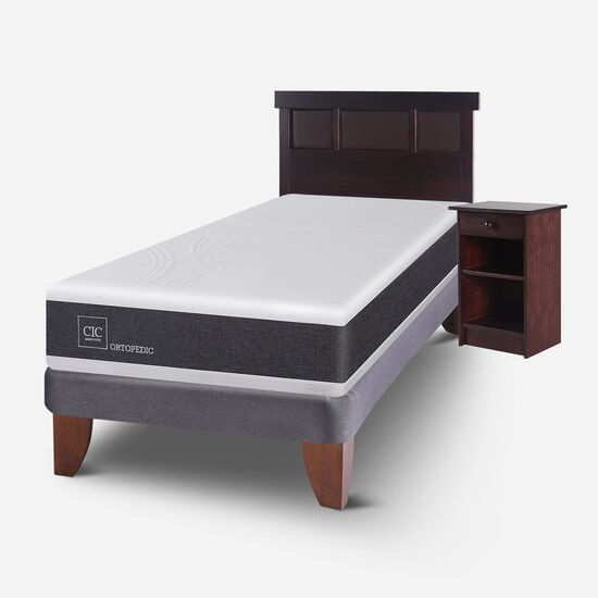 Cama Europea 1.5 Plazas Ortopedic + Set Dublín Choc