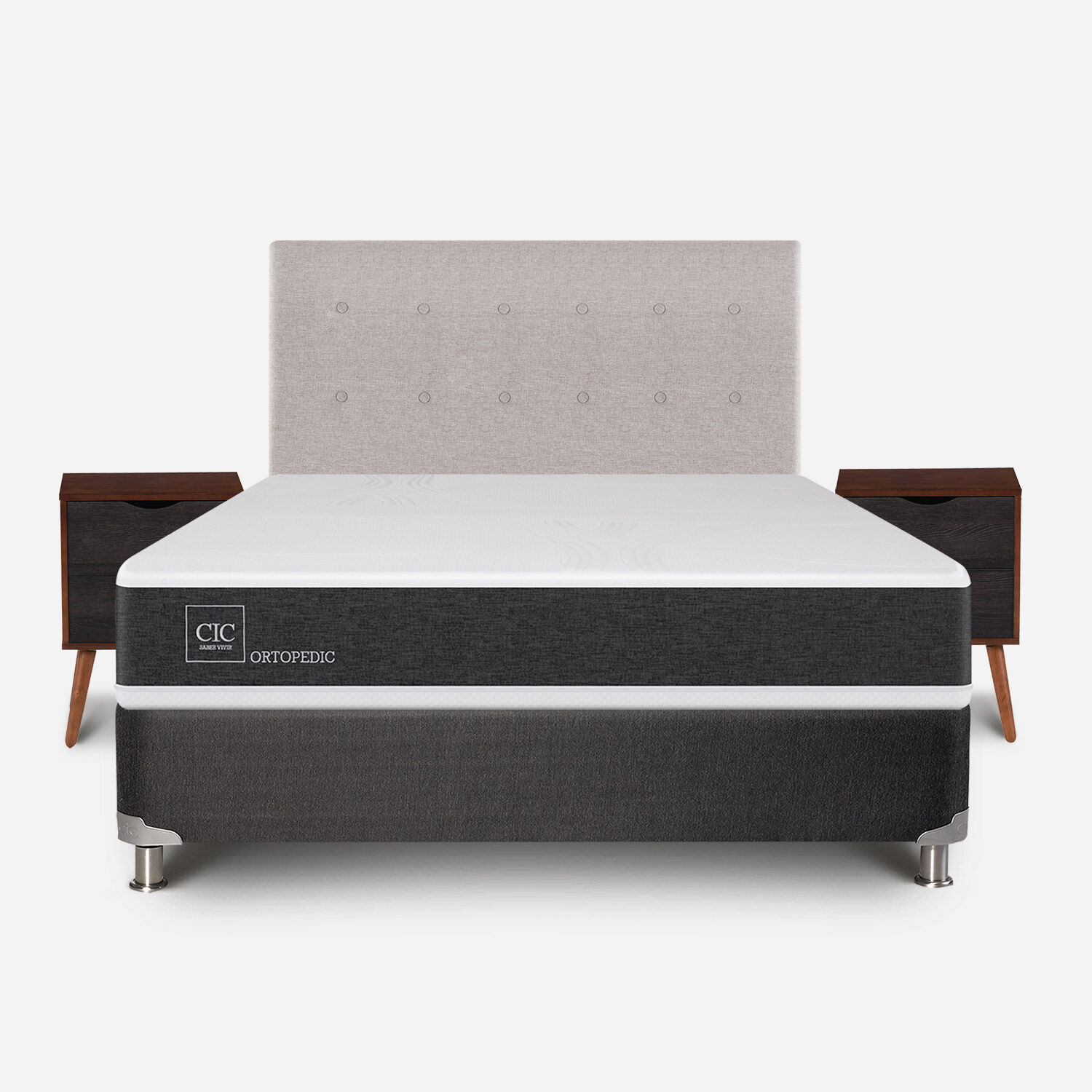 Box Spring 2 Plazas Ortopedic Base Normal 5 Zonas + Set Tigris