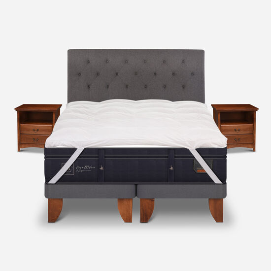 Cama Europea 2 Plazas Base Dividida Super Premium + Set Kaveri + Topper