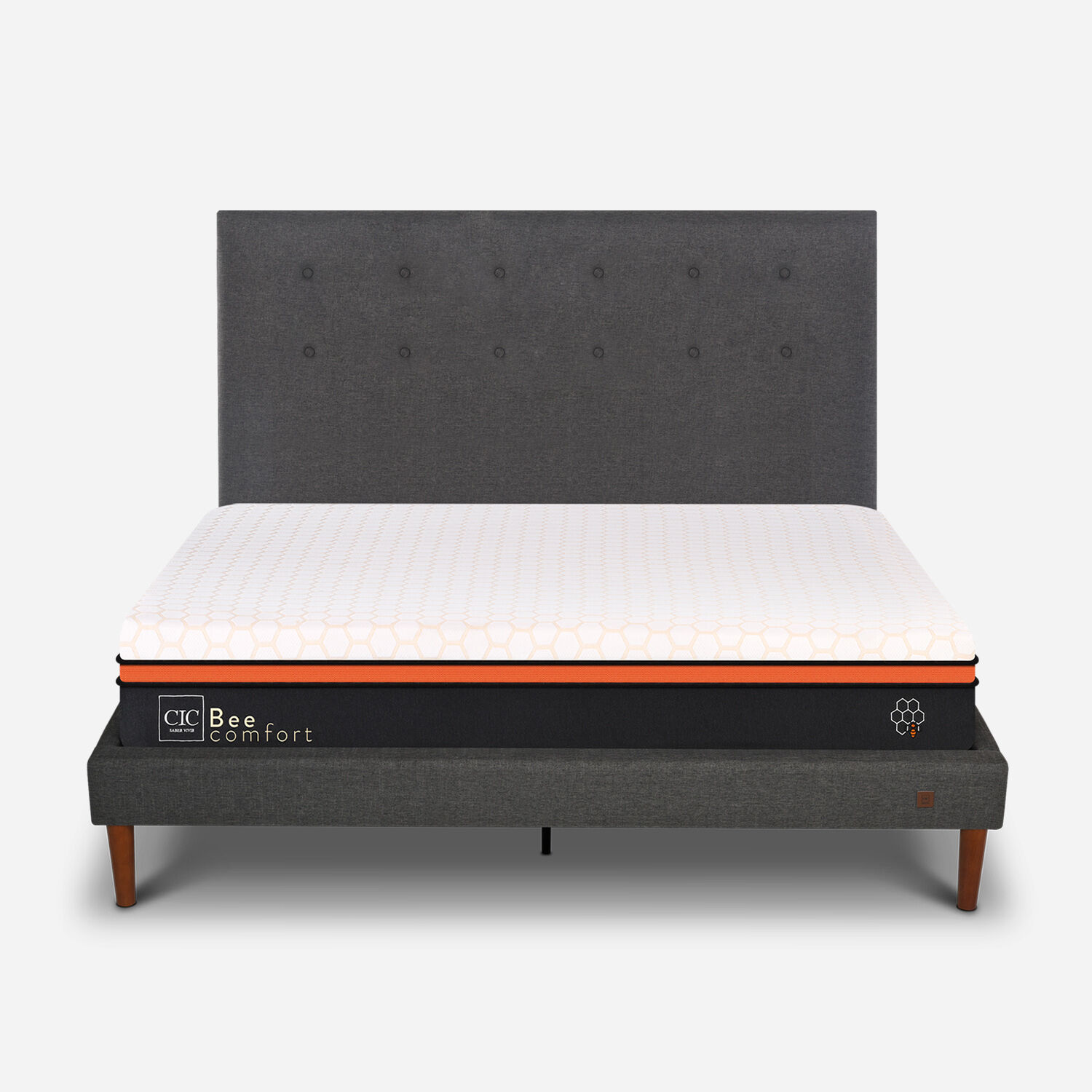 Cama Europea Curve 2 Plazas Bee Comfort + Respaldo &Eacute;ufrates