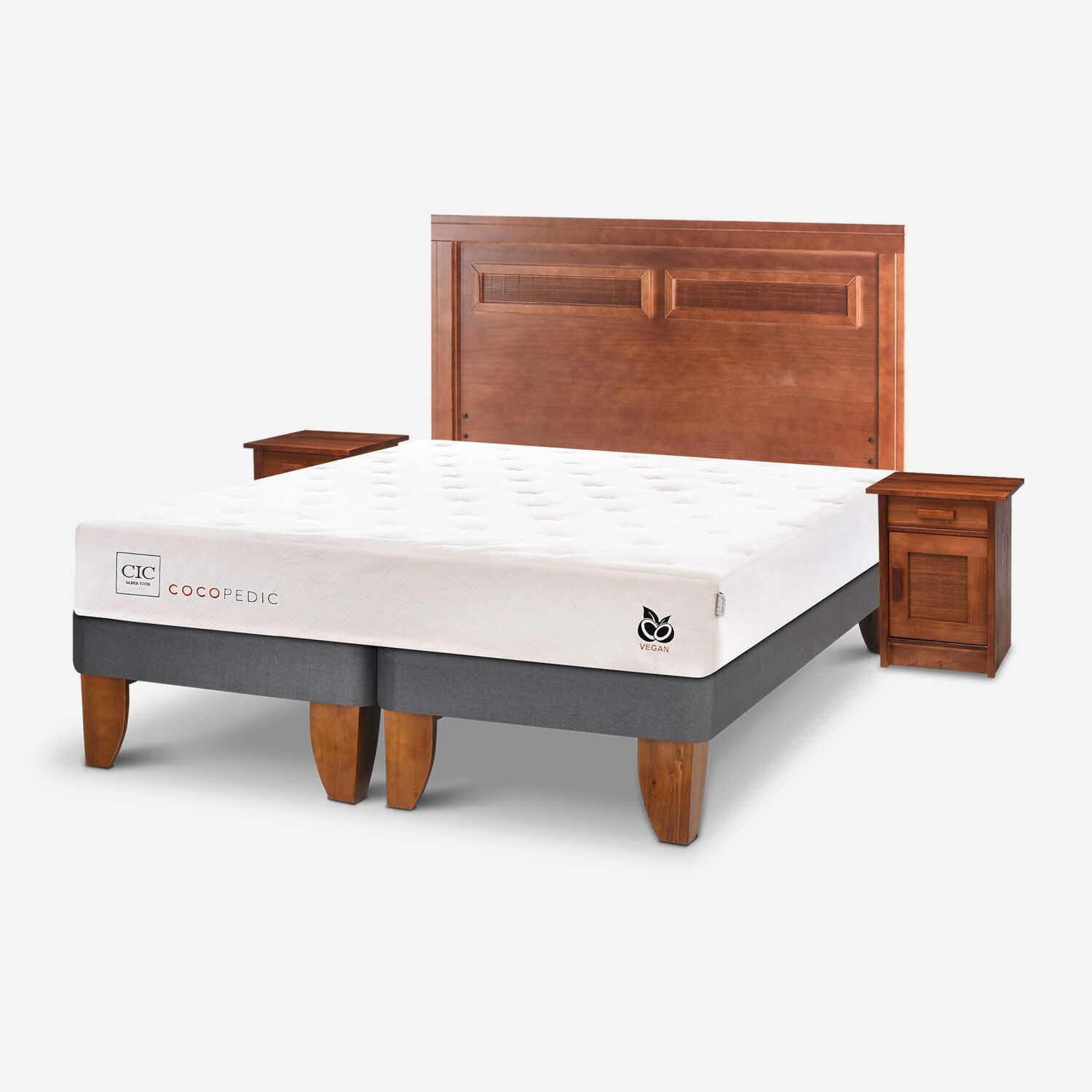 Cama Europea King Cocopedic + Set Mil&aacute;n Caramel