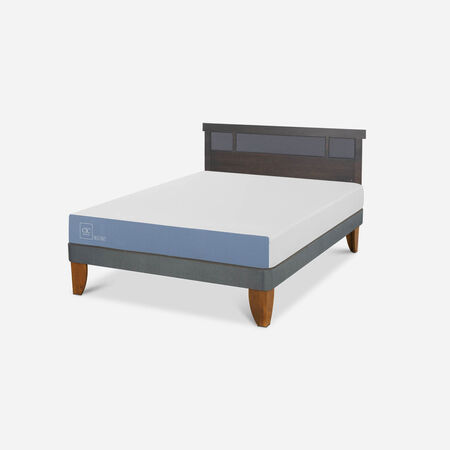 Cama Europea 2 Plazas Excellence Base Normal + Respaldo Dubl&iacute;n Gris