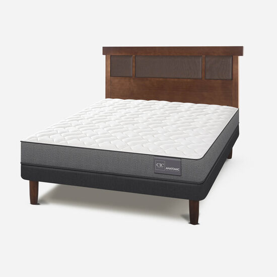 Cama Europea 2 Plazas Base Normal Anatomic + Respaldo Dublín Caramel