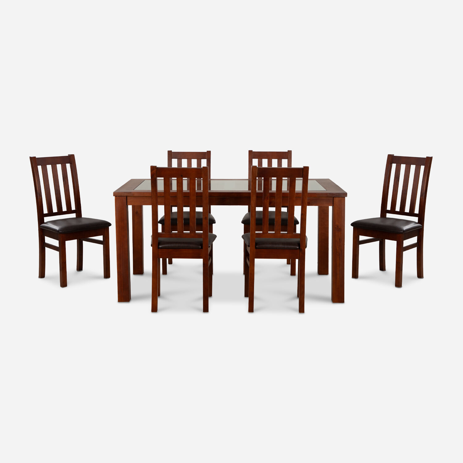 Comedor de Vidrio 6 Sillas Ñuble Caramelo - Pardo