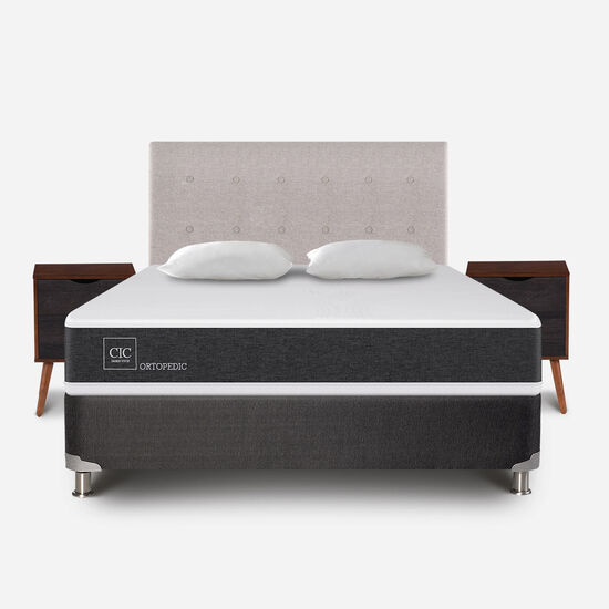 Box Spring 2 Plazas Ortopedic Base Normal 5 Zonas + Almohadas + Set Tigris