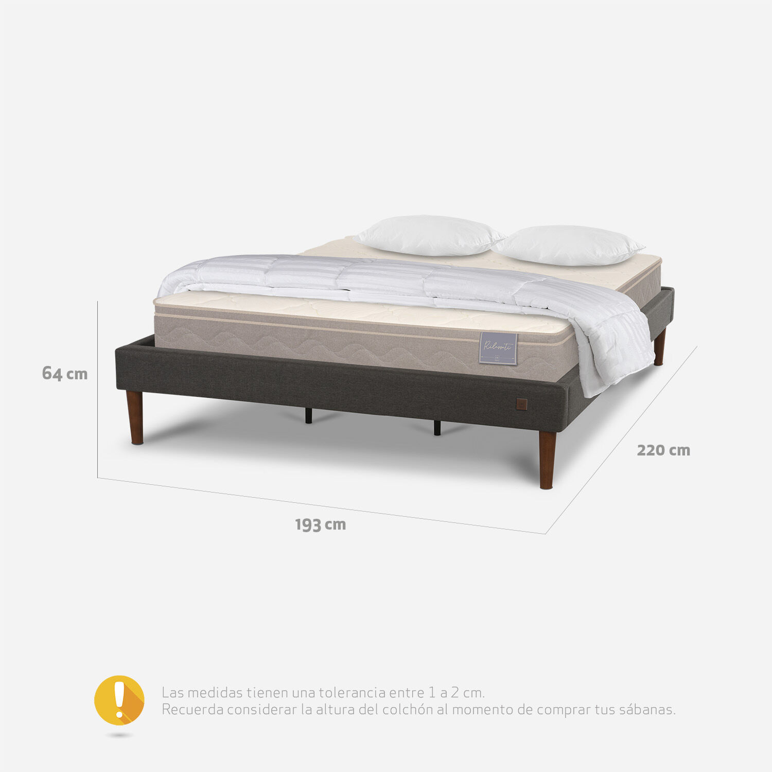 Cama Europea Curve King Rilassati + Almohadas + Plum&oacute;n