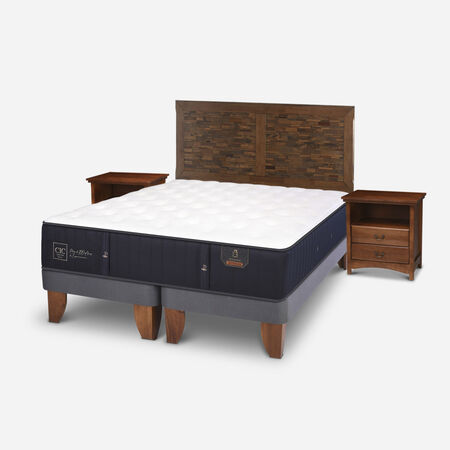 Cama Europea 2 Plazas Premium Base Dividida + Set Antique