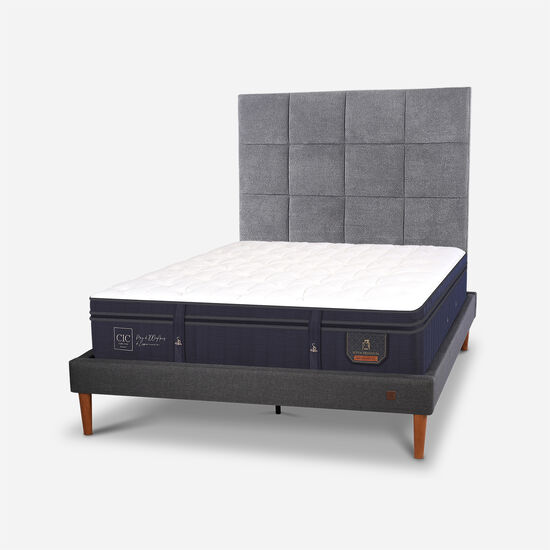 Cama Europea Curve 2 Plazas Super Premium + Respaldo Támesis