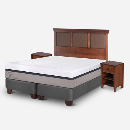 Box Spring 2 Plazas Balance Base Dividida + Set Torino Caramel