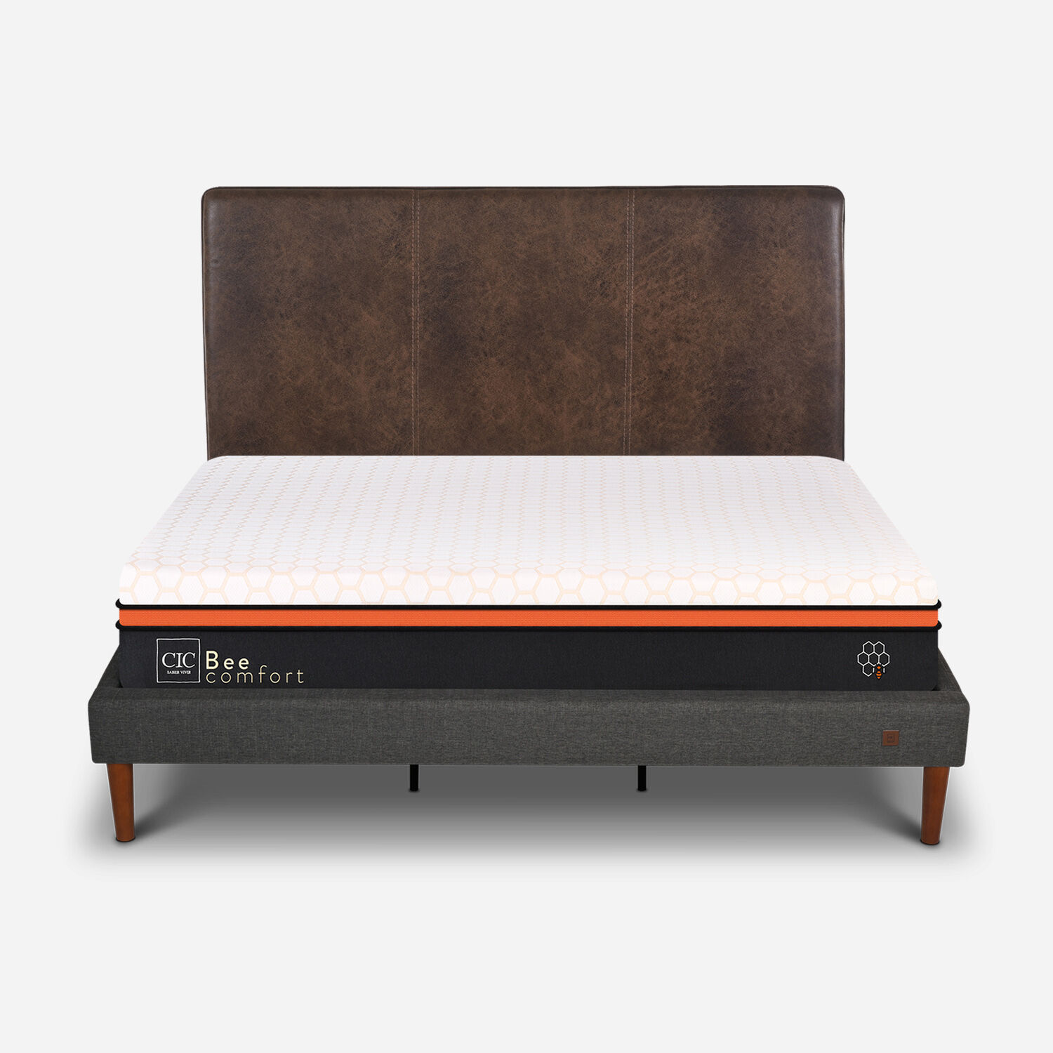 Cama Europea Curve King Bee Comfort + Respaldo Baker