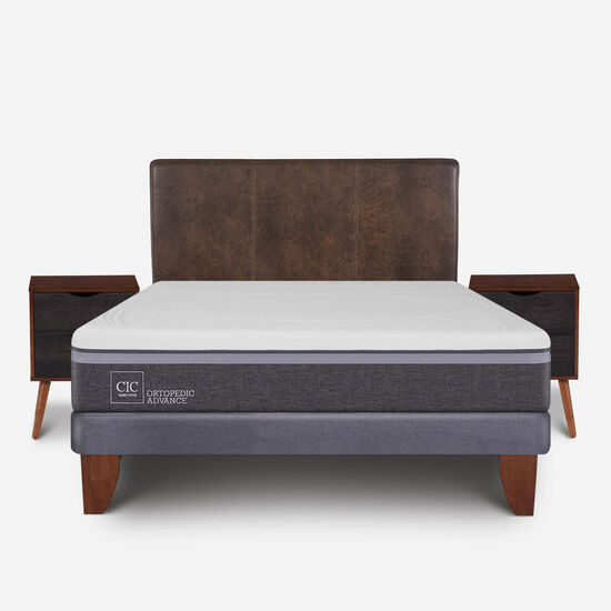 Cama Europea 2 Plazas Ortopedic Advance Base Normal + Set Baker