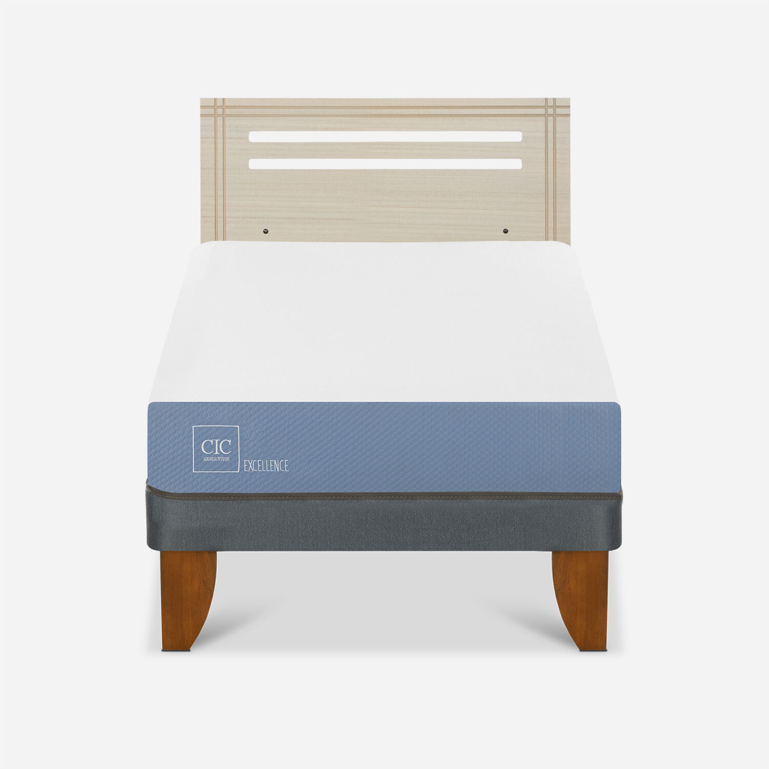 Cama Europea 1,5 Plazas Excellence + Respaldo M&uacute;nich Alpino