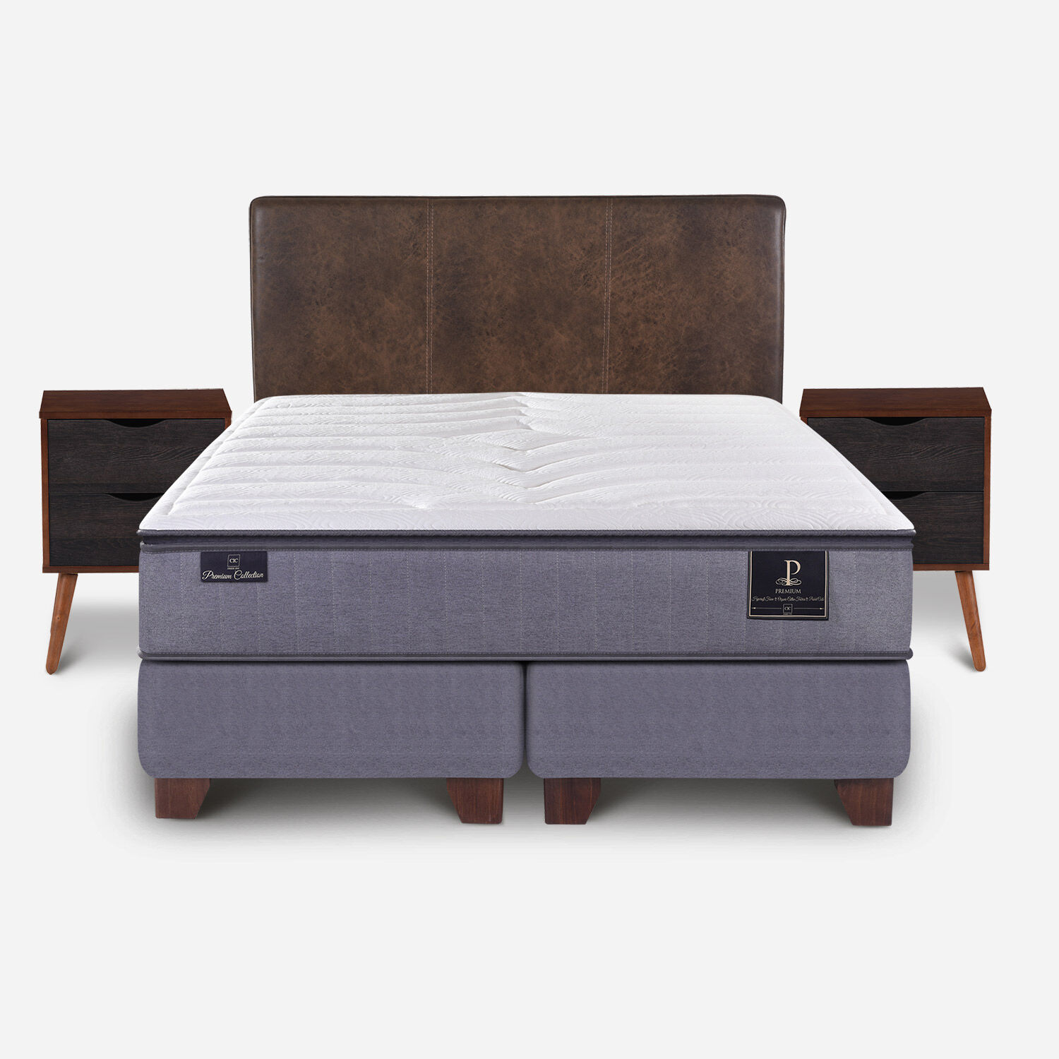 Box Spring 2 Plazas Premium Base Dividida + Set Baker