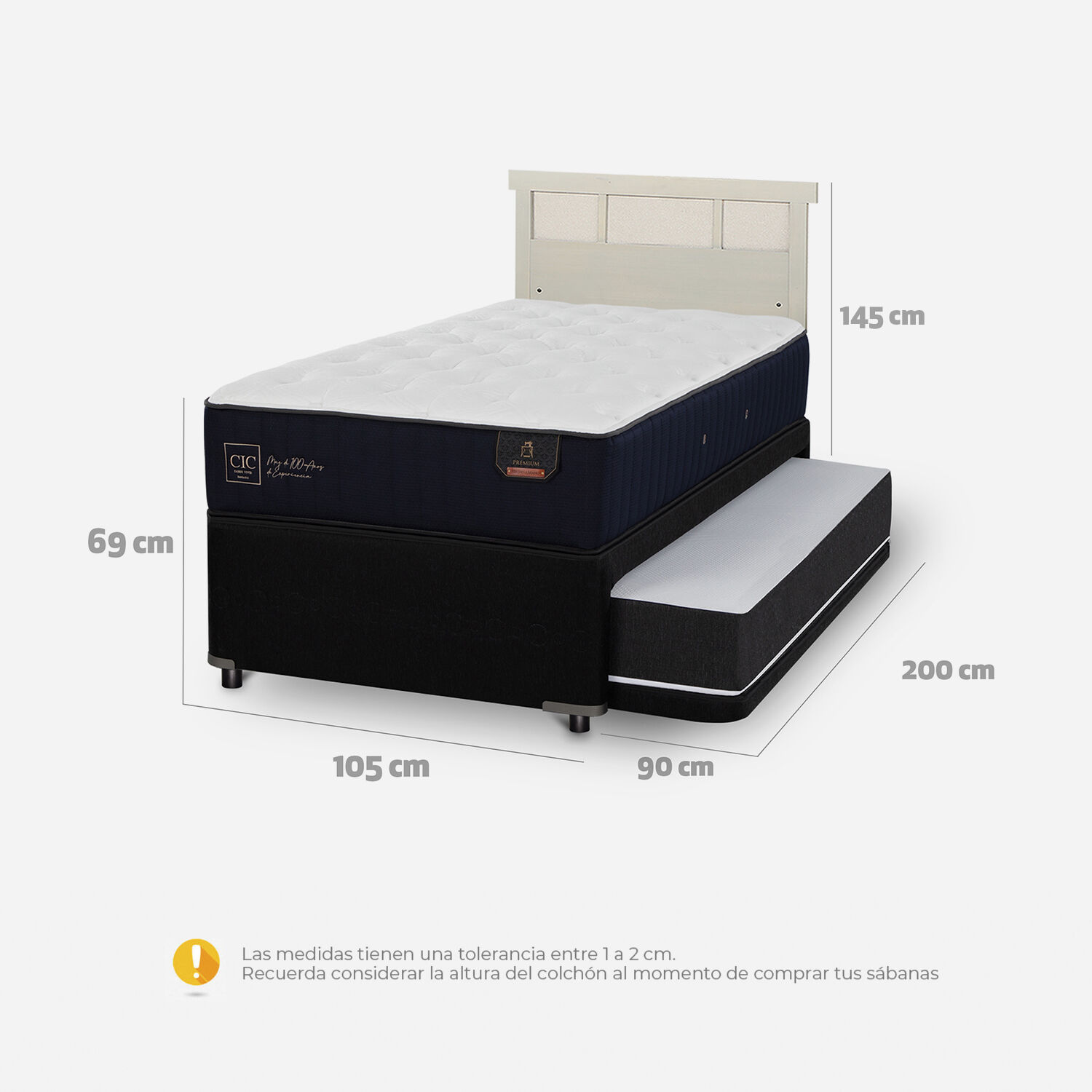 Cama Nido Diván Premium + Respaldo Dublín Alpino