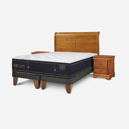 Cama Europea 2 Plazas Grand Premium Base Dividida + Set Mir&oacute; Caramel