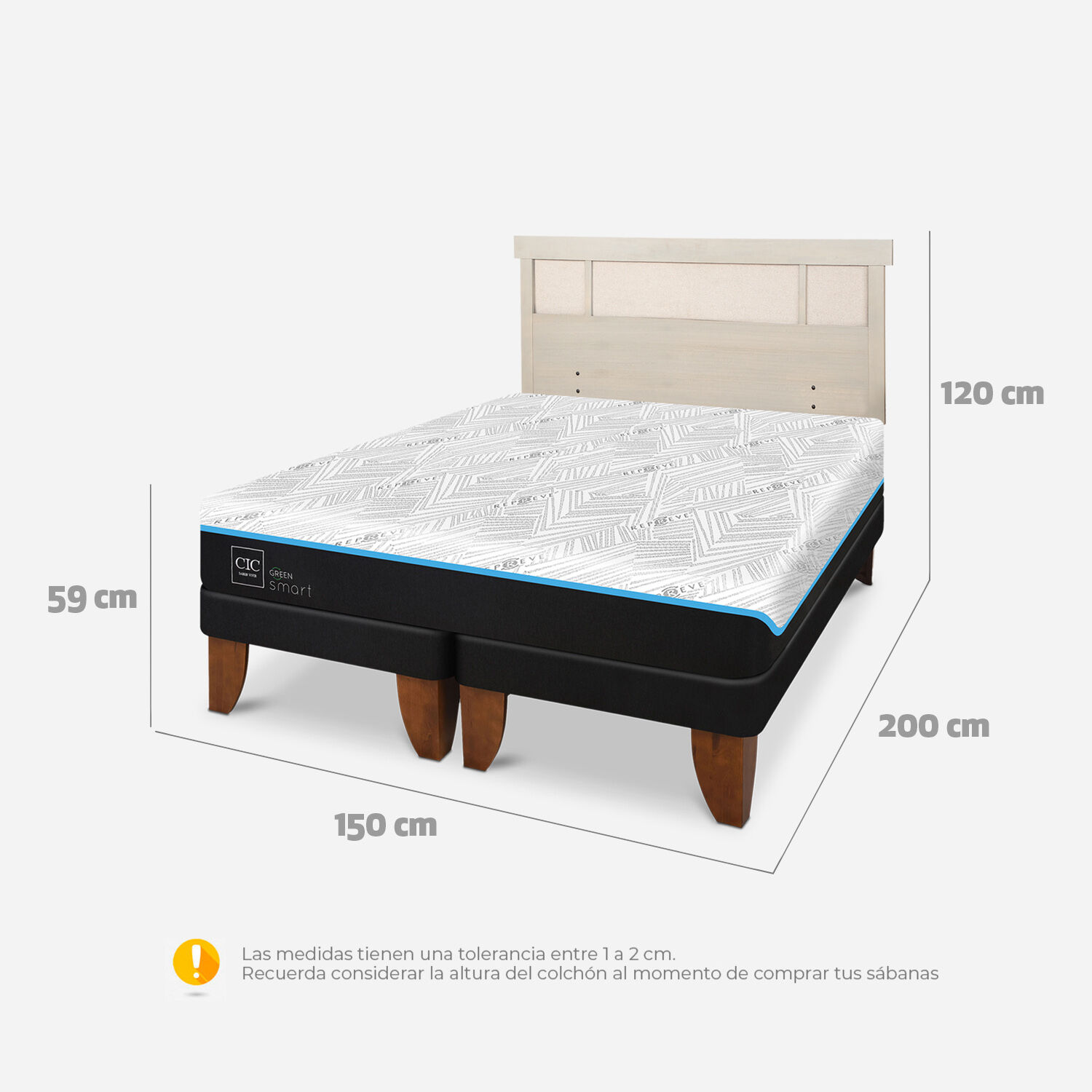 Cama Europea 2 Plazas Green Infinity Base Dividida Dubl&iacute;n Alpino