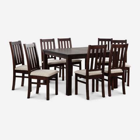 Comedor 8 Sillas Ñuble Chocolate - Tela Beige