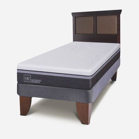 Cama Europea 1,5 Plazas Ortopedic Advance + Respaldo Torino Chocolate