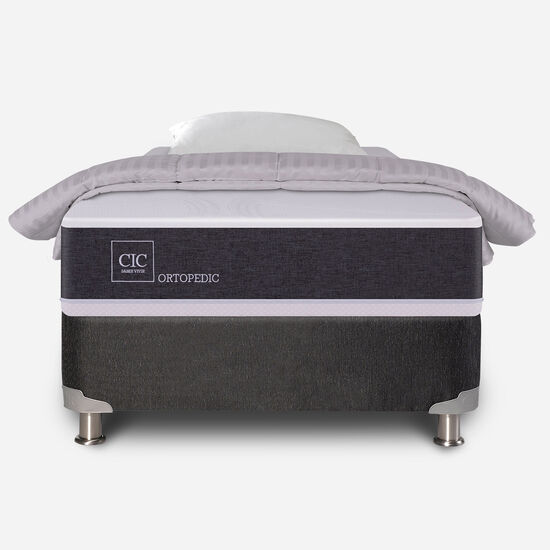 Box Spring 1 Plaza Ortopedic 5 Zonas + Almohada + Plumón