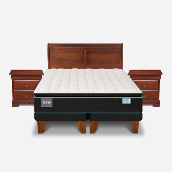Cama Europea King Green Sleep + Set Miró