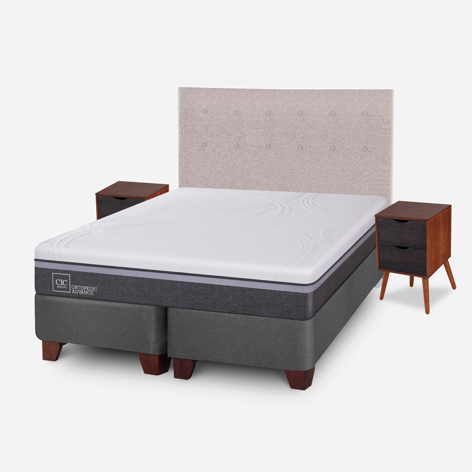 Box Spring 2 Plazas Ortopedic Advance Base Dividida + Set Tigris