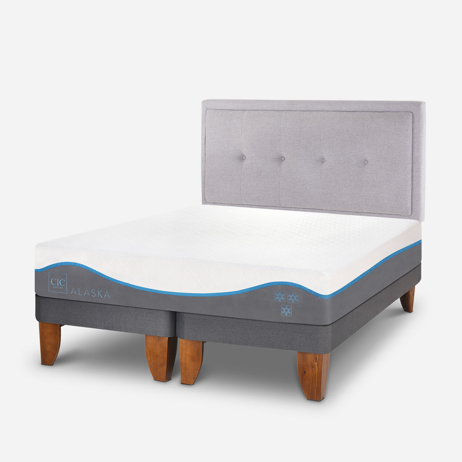 Cama Europea 2 Plazas Alaska Base Dividida + Respaldo Ganges