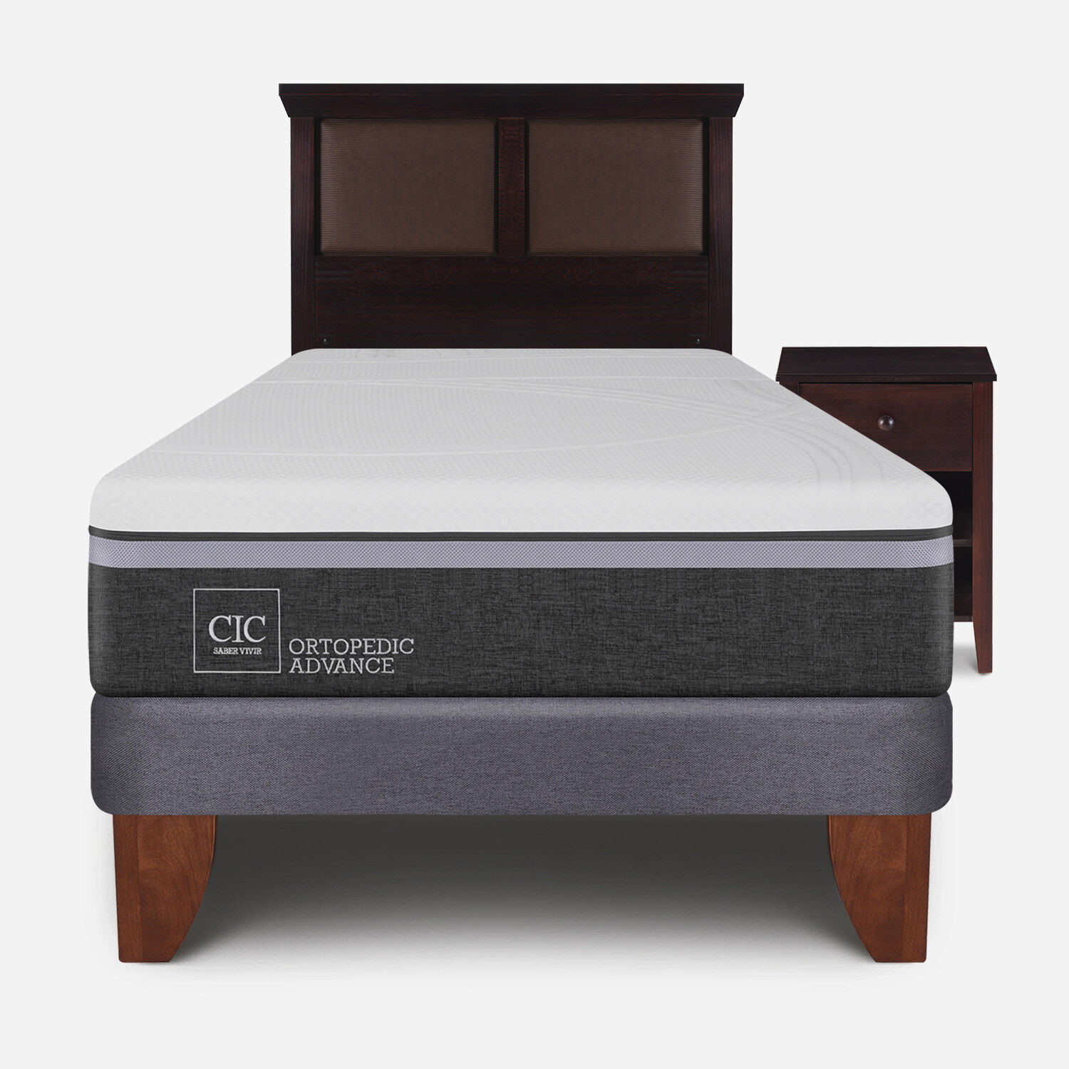 Cama Europea 1,5 Plazas Ortopedic Advance + Set Torino Chocolate