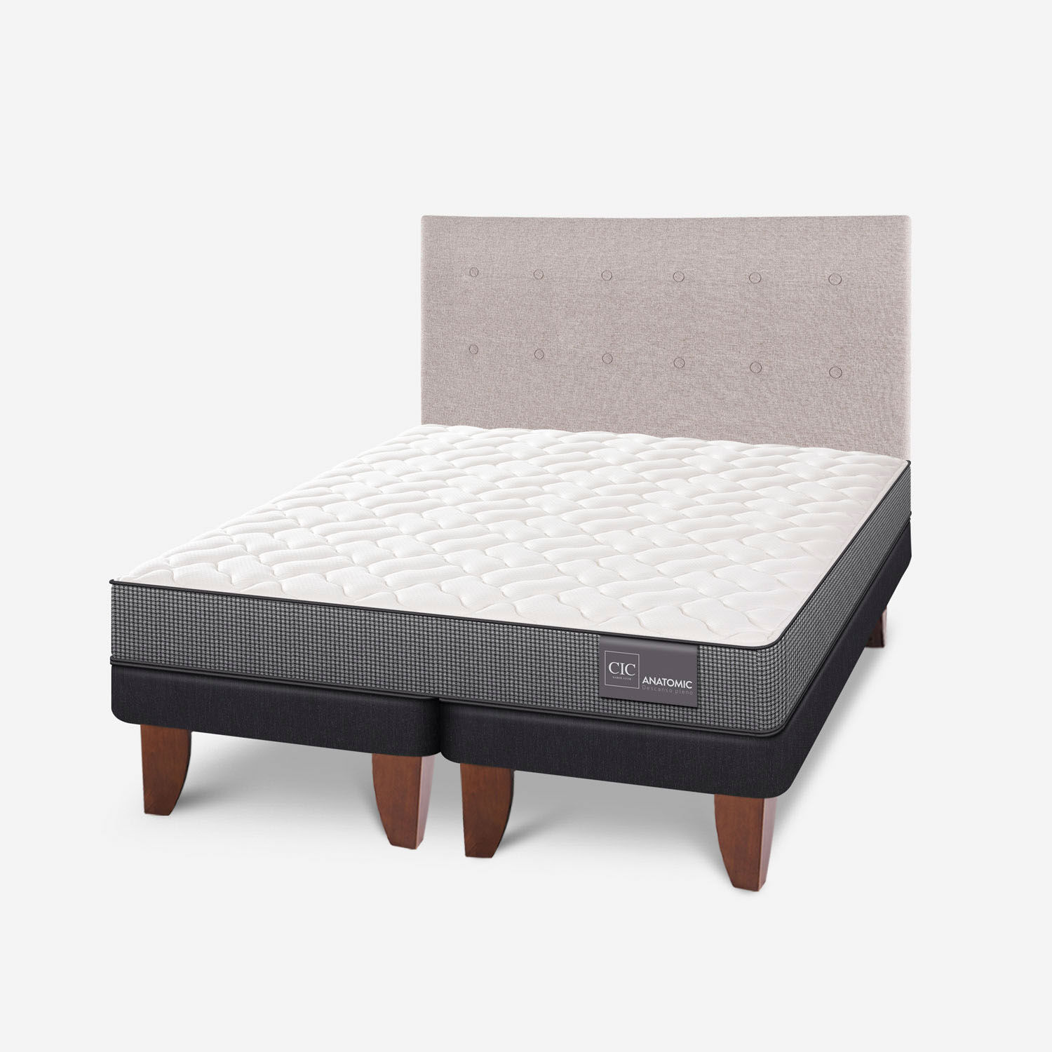 Cama Europea 2 Plazas Anatomic Base Dividida + Respaldo Tigris