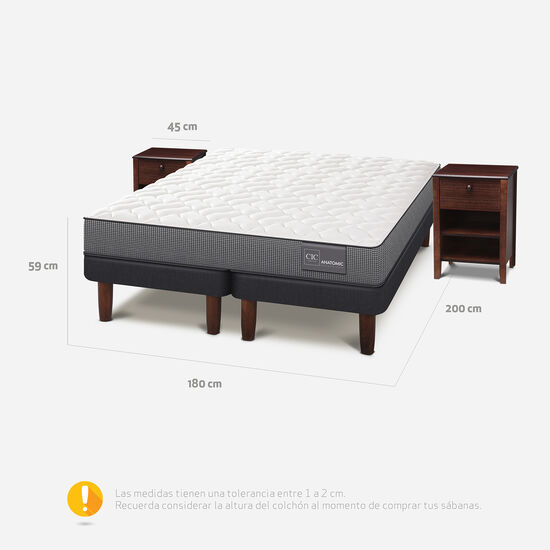 Cama Europea King Anatomic + Veladores Torino Choc