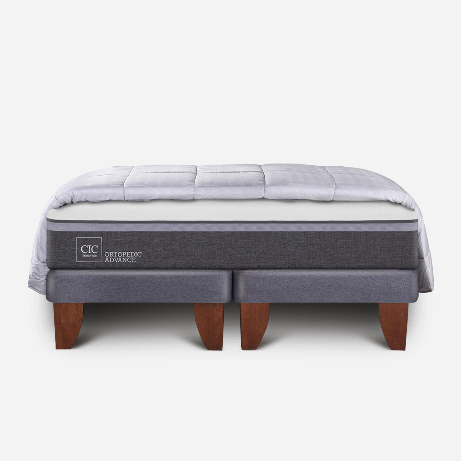 Cama Europea 2 Plazas Ortopedic Advance Base Dividida + Plum&oacute;n