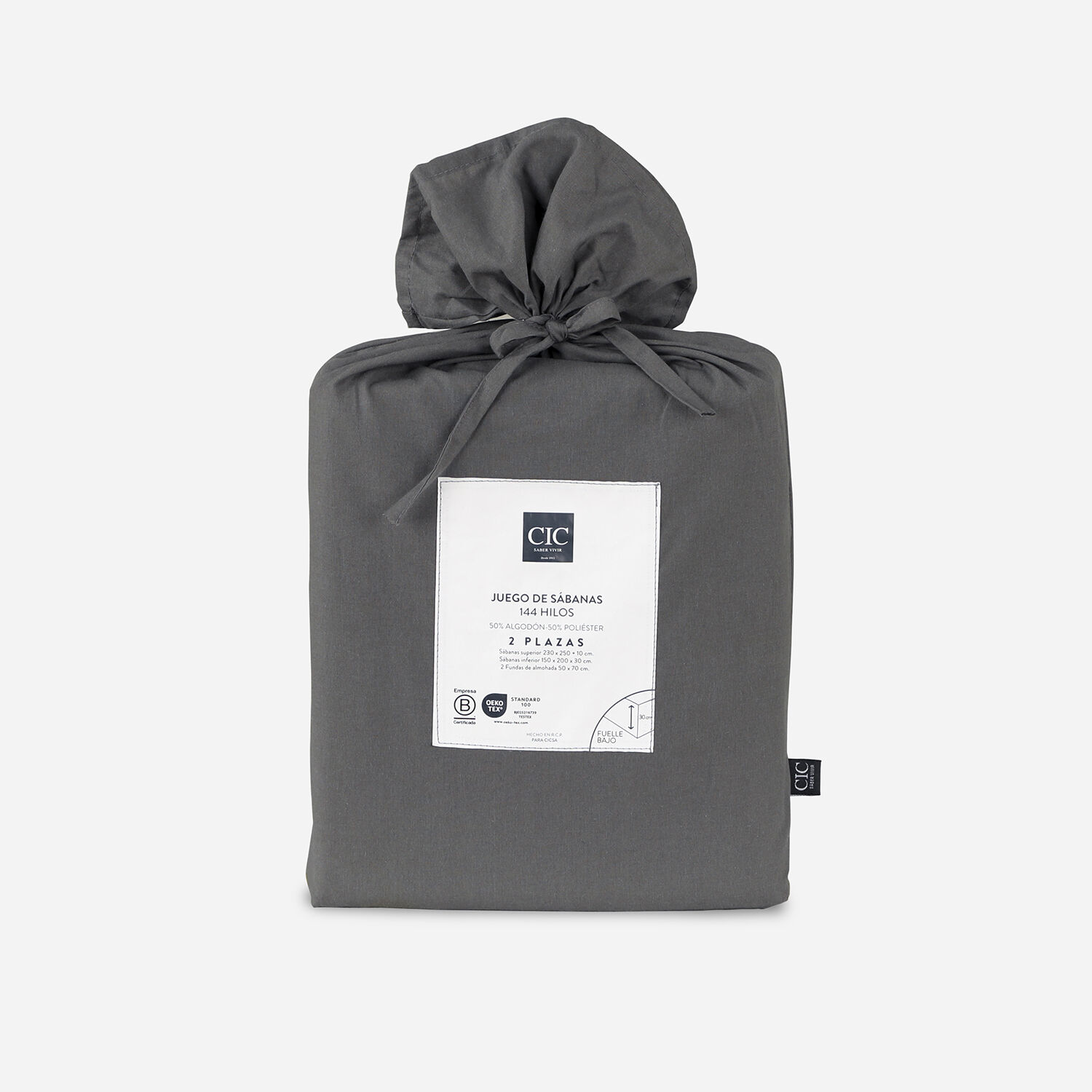 Sábanas Single 180 Hilos Lisa Gris