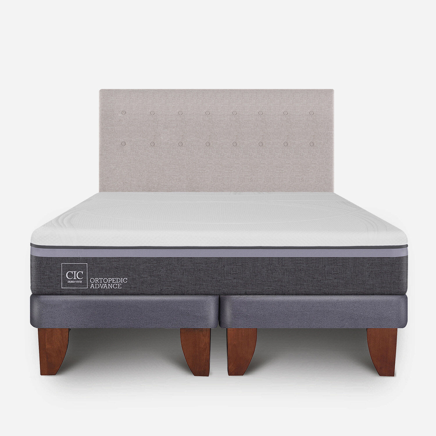 Cama Europea King Ortopedic Advance + Respaldo Tigris