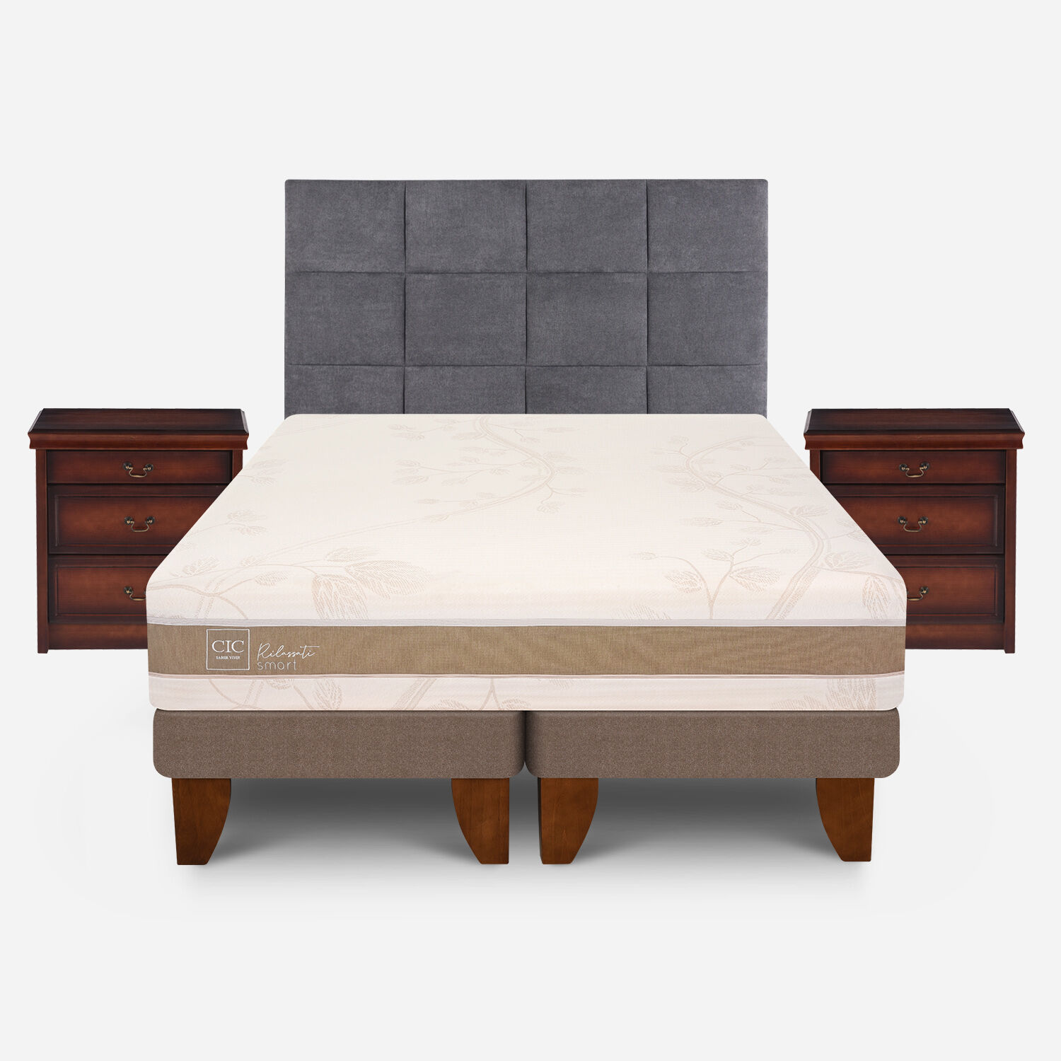 Cama Europea 2 Plazas Rilassati Infinity Base Dividida + Set T&aacute;mesis