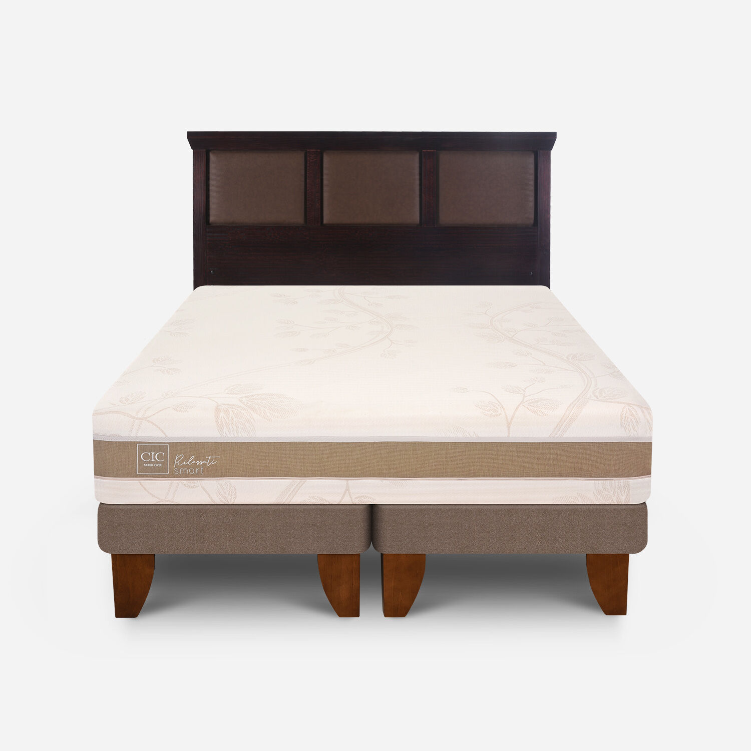 Cama Europea 2 Plazas Rilassati Infinity Base Dividida + Respaldo Torino Chocolate