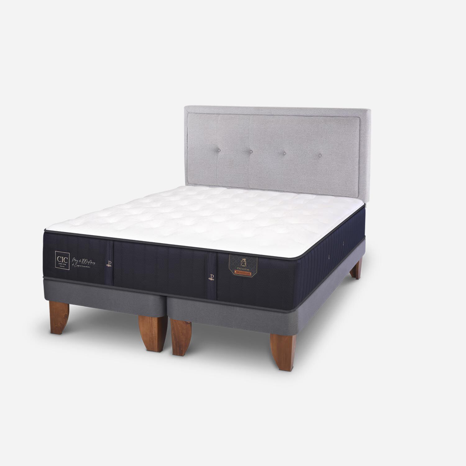 Cama Europea 2 Plazas Premium Base Dividida + Respaldo Ganges