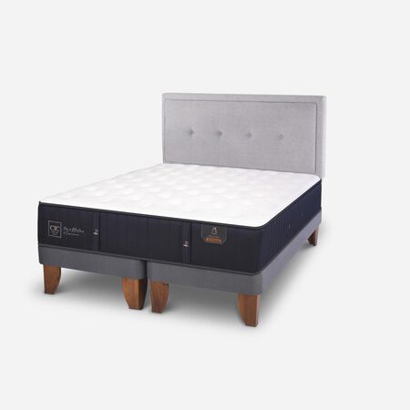Cama Europea 2 Plazas Premium Base Dividida + Respaldo Ganges