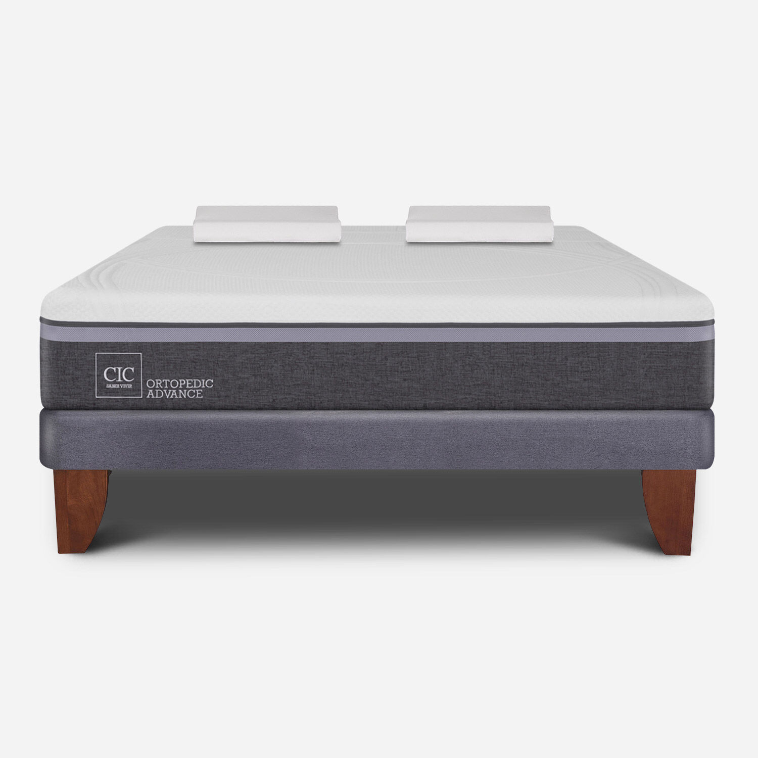 Cama Europea 2 Plazas Ortopedic Advance Base Normal + Almohadas Viscoel&aacute;stica
