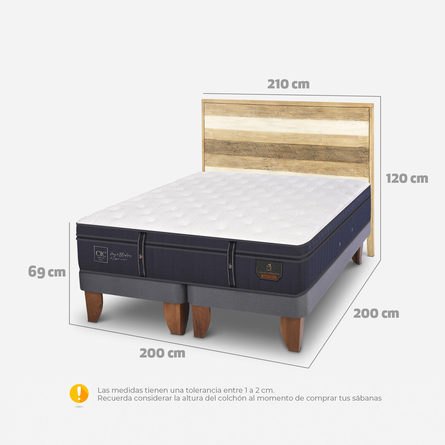 Cama Europea Super King Grand Premium + Respaldo Loira