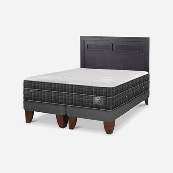 Cama Europea 2 Plazas Lux Base Dividida + Respaldo Milán Negro