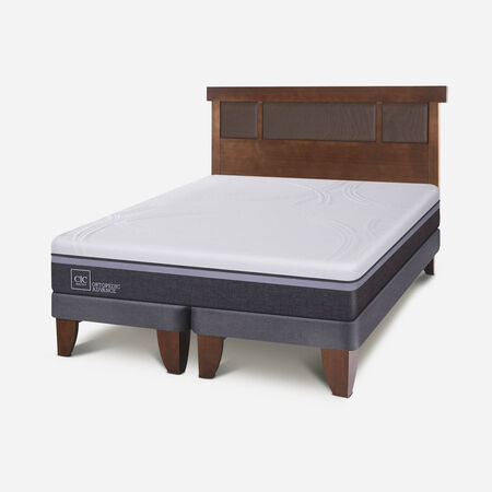 Cama Europea 2 Plazas Ortopedic Advance Base Dividida + Respaldo Dubl&iacute;n Caramel