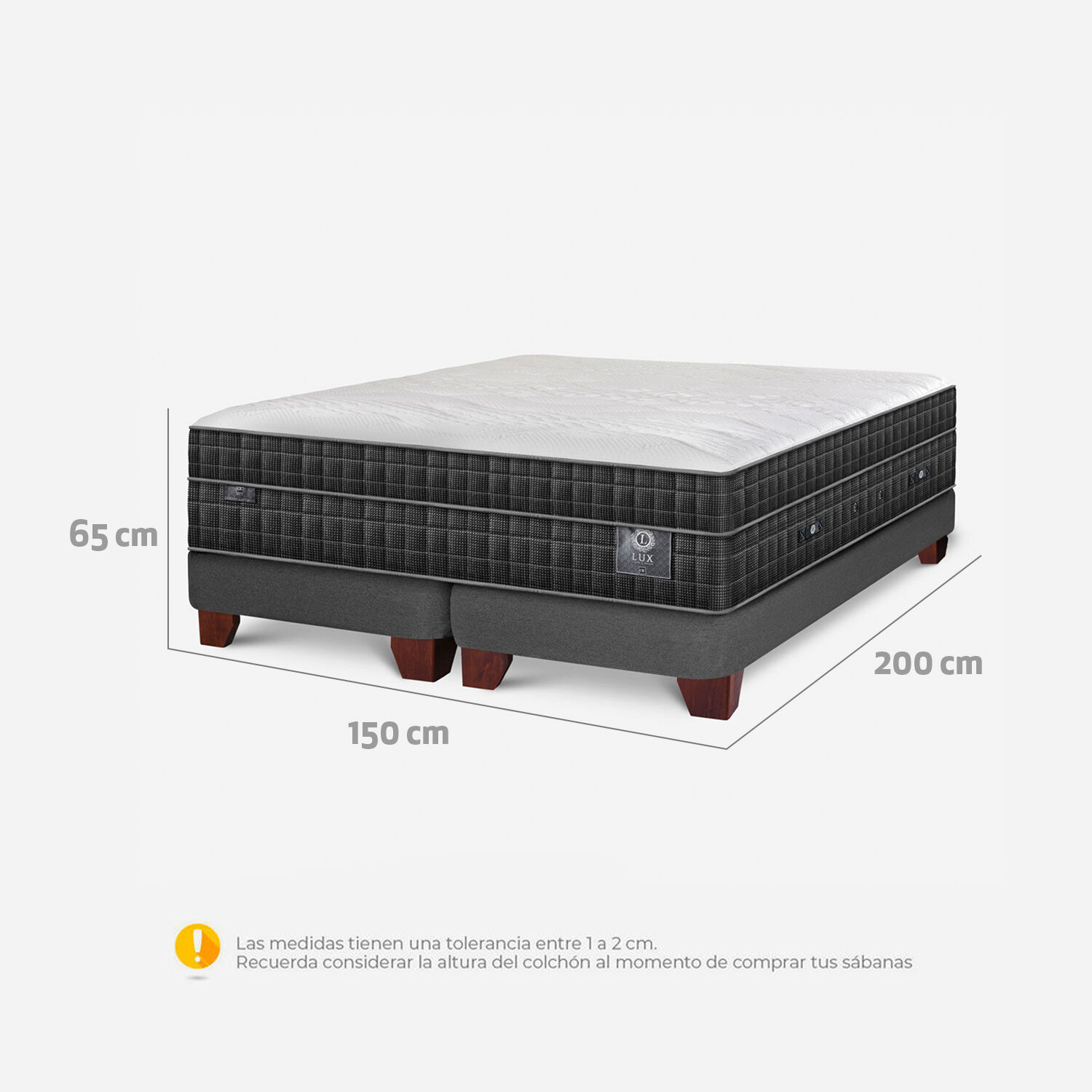 Cama Europea 2 Plazas Lux Base Dividida Baja