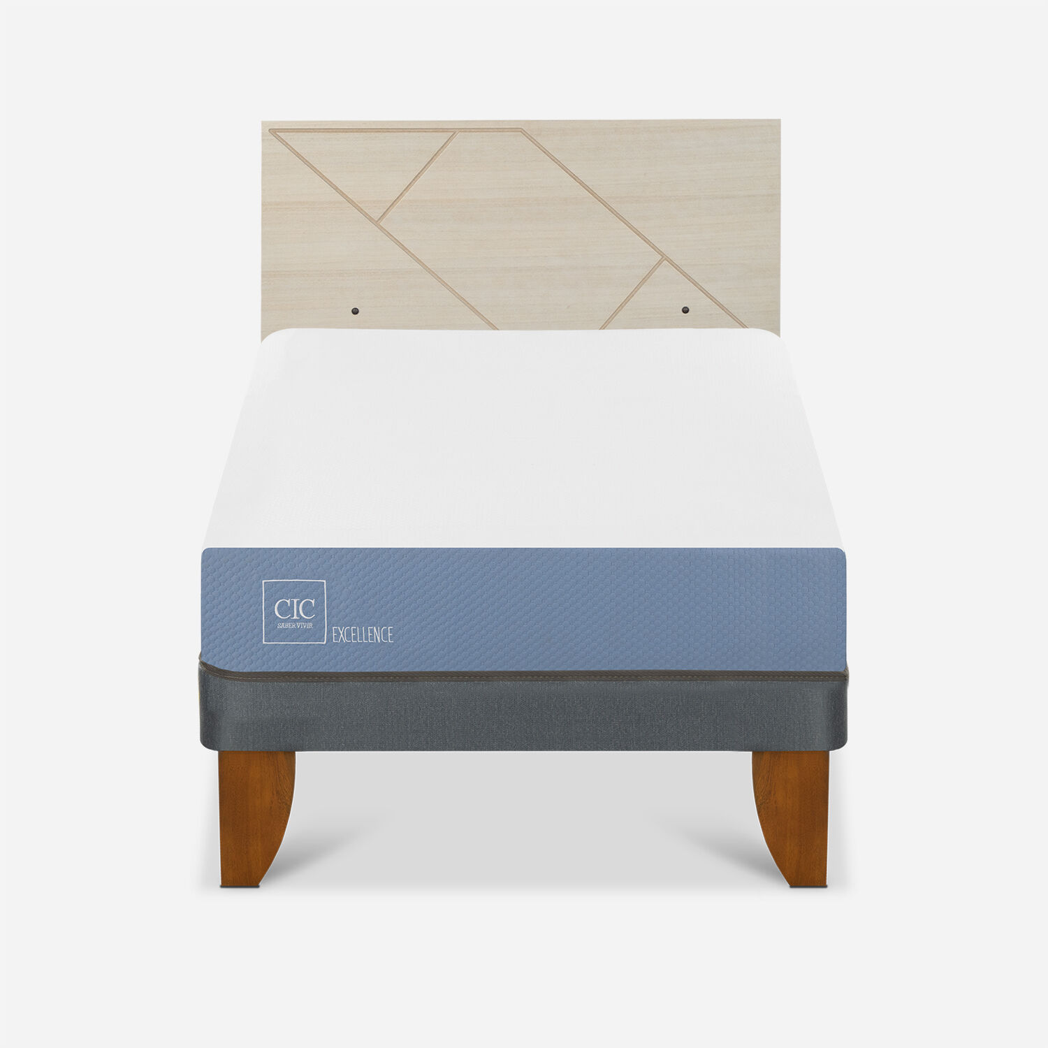 Cama Europea 1,5 Plazas Excellence + Respaldo Villarrica Alpino