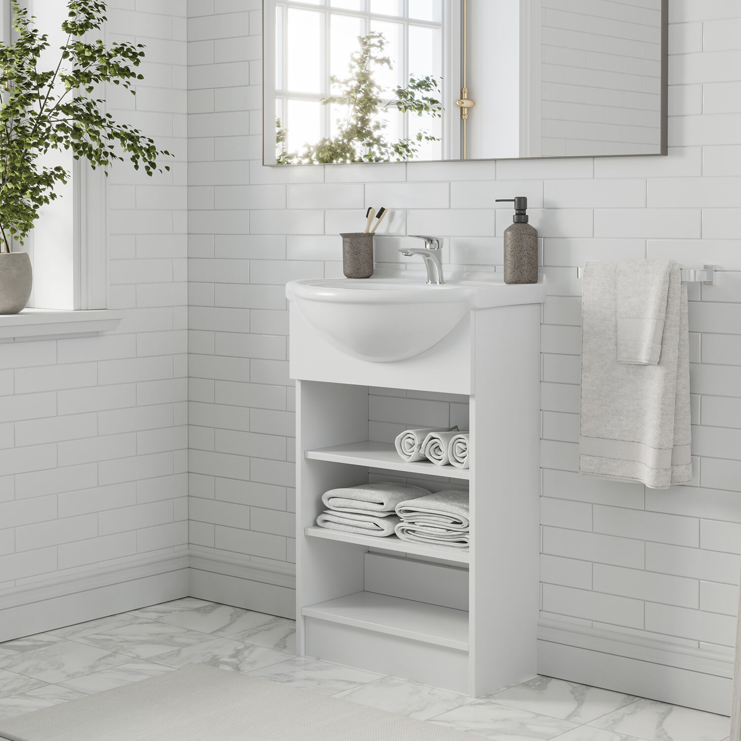 Vanitorio 2 Repisas Cannes Blanco 50 Cm.