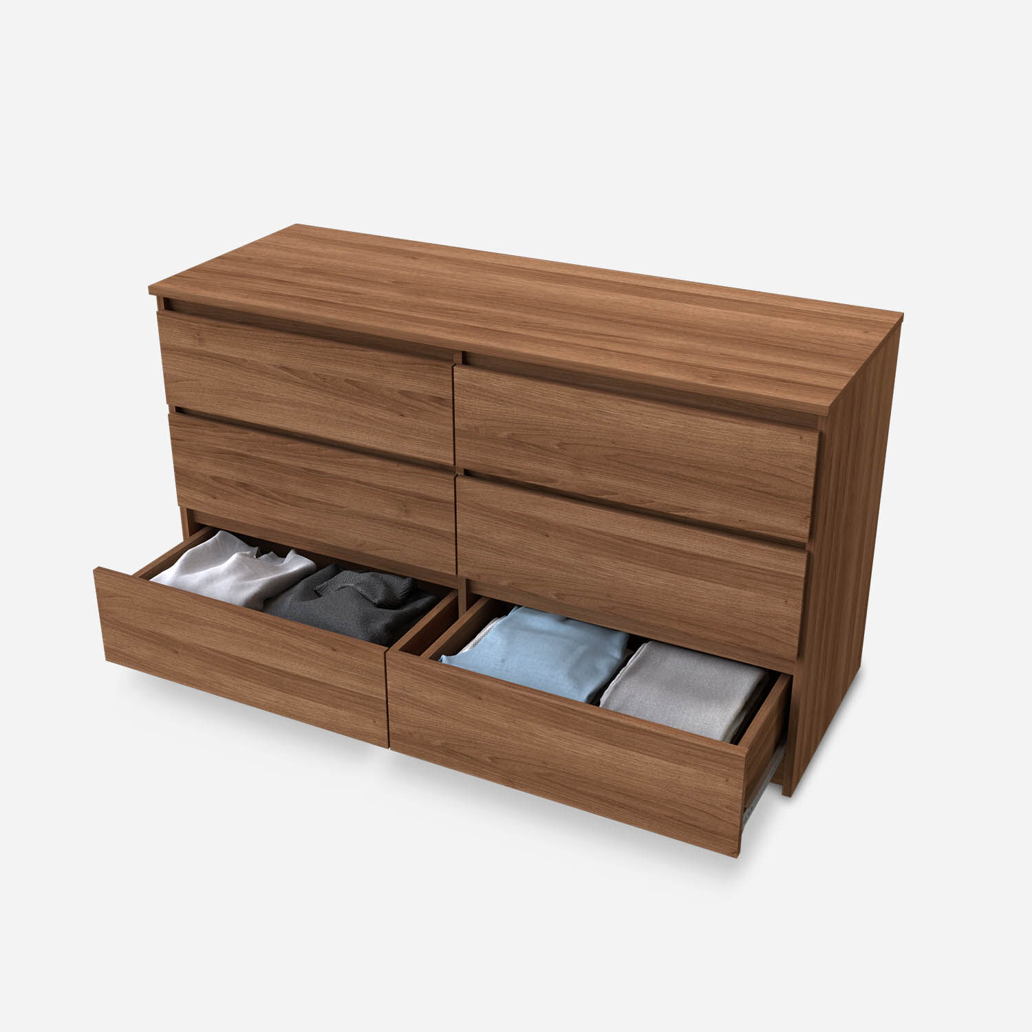 C&oacute;moda 6 Cajones N&oacute;rdica Nogal Amaz&oacute;nico