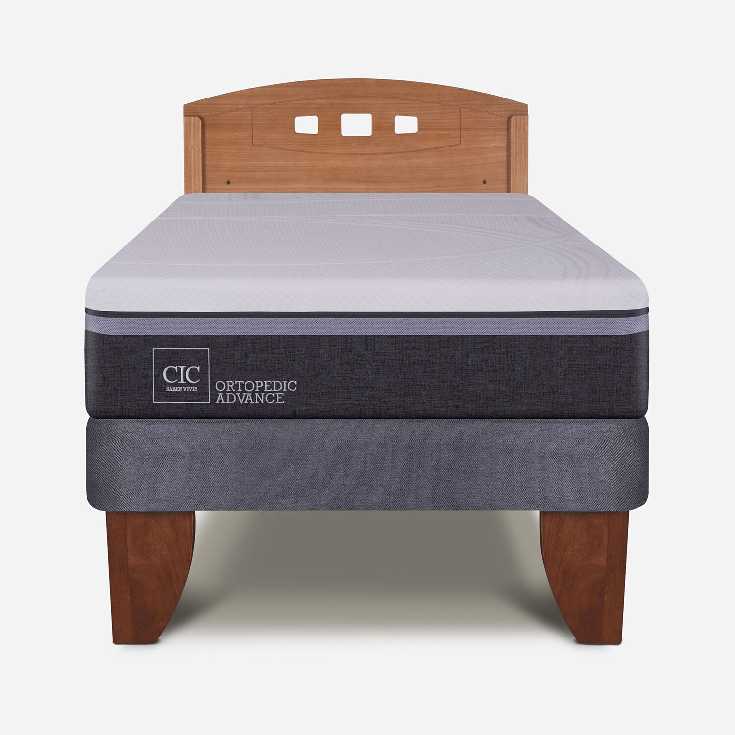 Cama Europea 1,5 Plazas Ortopedic Advance + Respaldo Gales Caramel