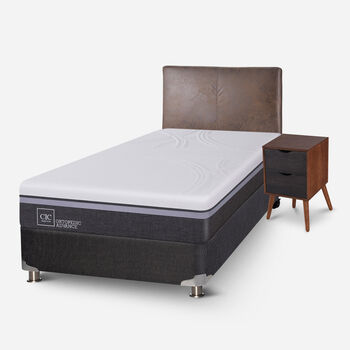 Box Spring 1.5 Plazas Ortopedic Advance 5 Zonas + Set Baker