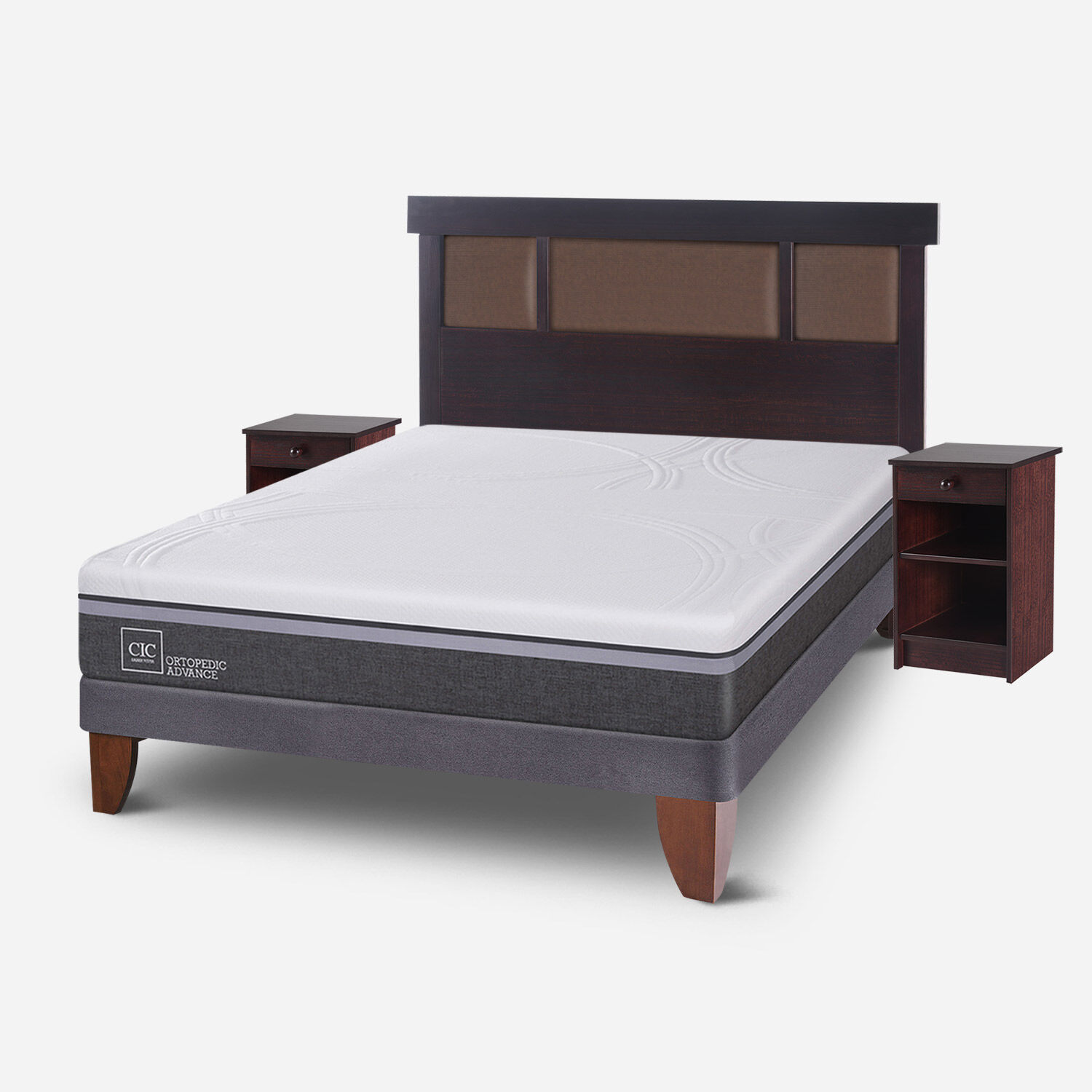 Cama Europea 2 Plazas Ortopedic Advance Base Normal + Set Dubl&iacute;n Chocolate